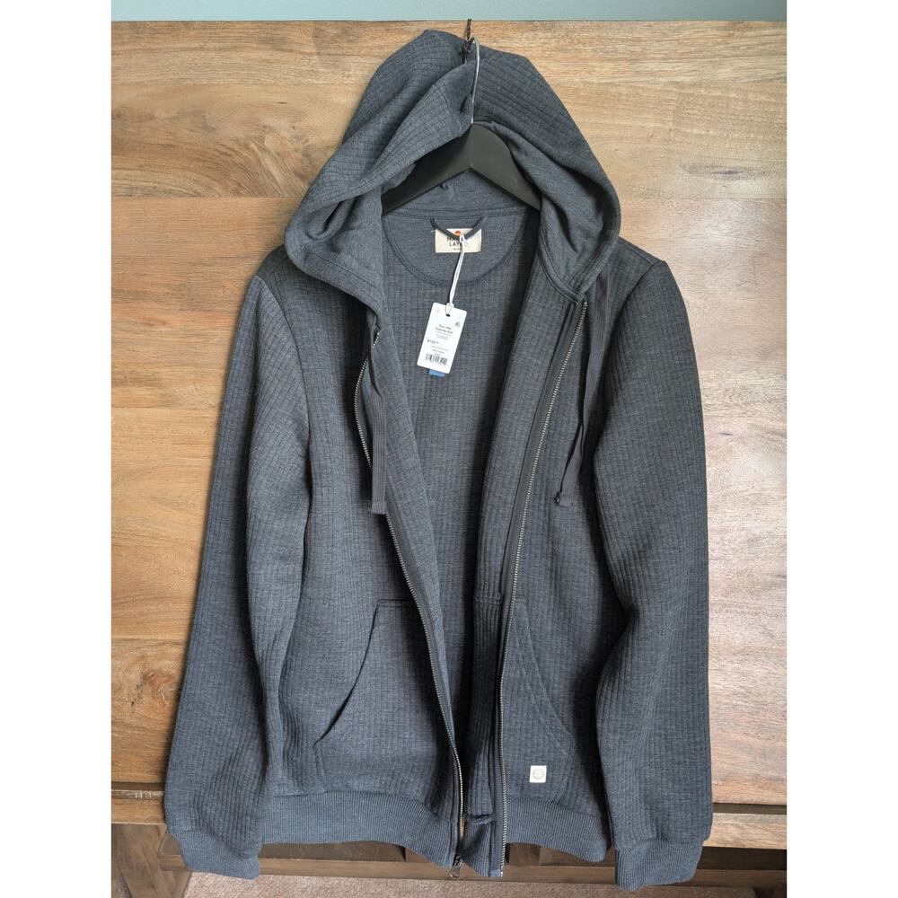 NWT Marine Layer Corbet Quilted Hoodie Mens M Black Heather Long Sleeve Full Zip